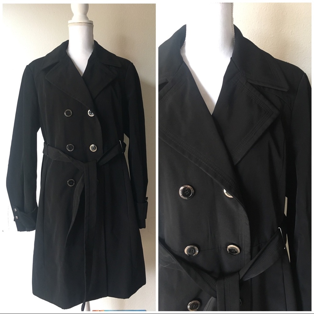 Calvin Klein black belted trench coat size xl